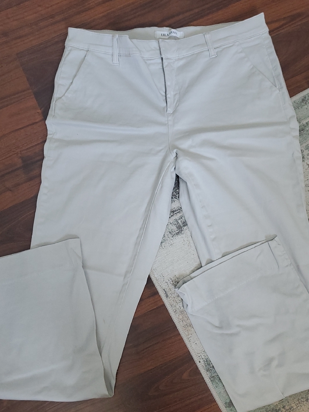 Elliott Lauren Womens Light Gray Chino Stretch Pants